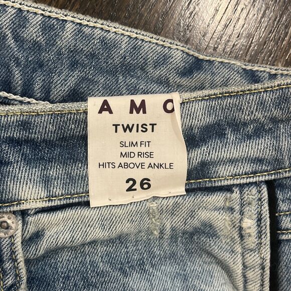 AMO Twist Jeans Women’s 26 Slim Fit Midrise Crop Ankle Piping Sweet Cheeks NWOT - Picture 6 of 10